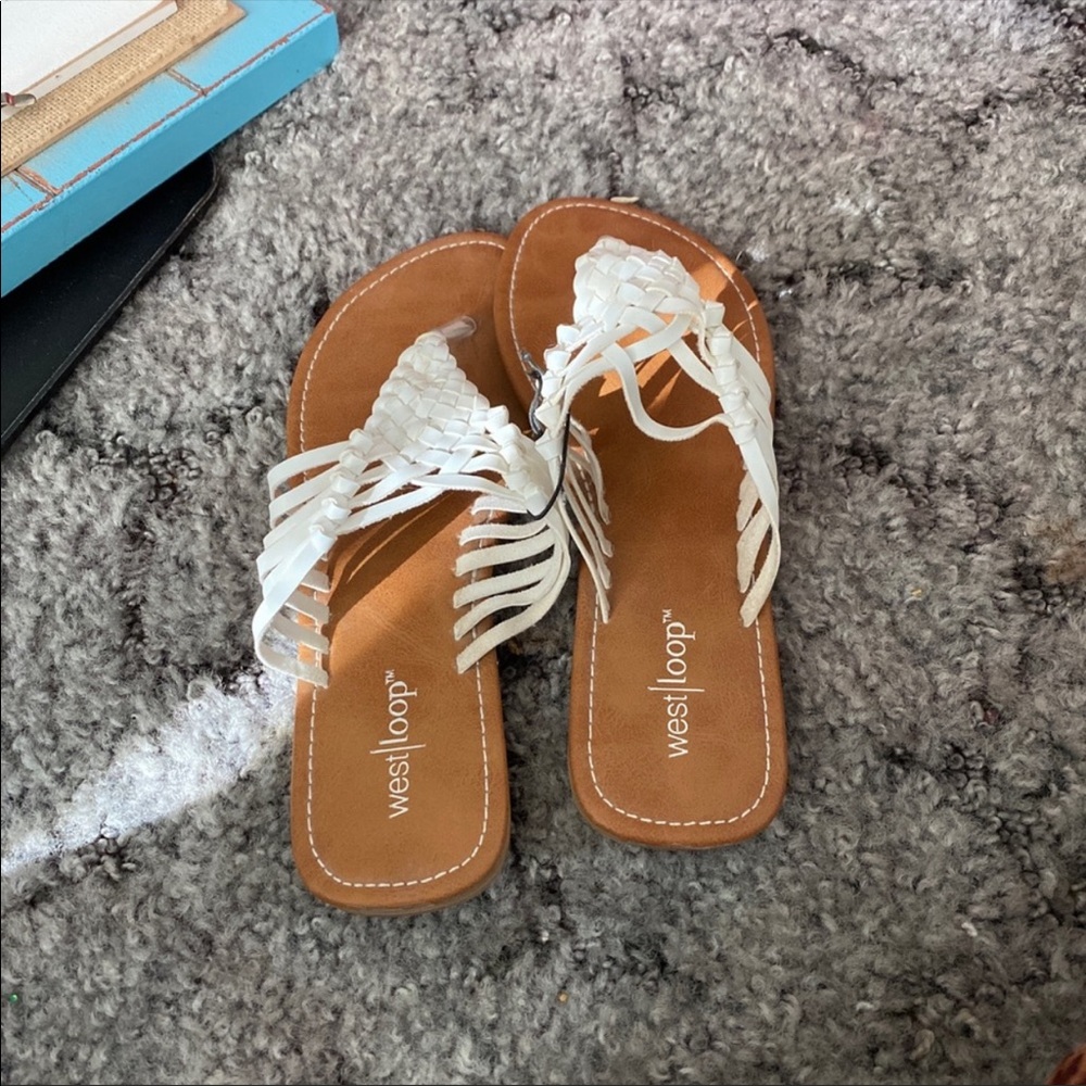 White sandals size 8
